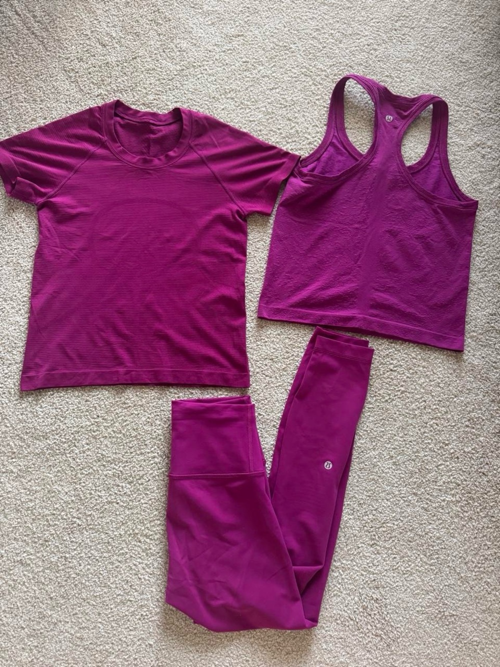 lululemon athletica Magenta Three-Piece Active Set